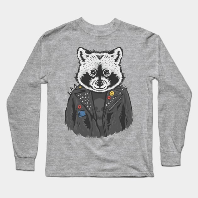 Metal Racoon Long Sleeve T-Shirt by haloakuadit